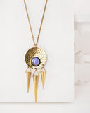Celestial necklace | brass tribal spike and purple opal statement necklace