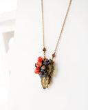Vintage inspired Orange floral necklace