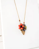 Vintage inspired Orange floral necklace