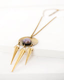 Celestial necklace | brass tribal spike and purple opal statement necklace