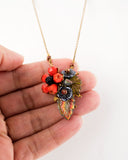 Vintage inspired Orange floral necklace