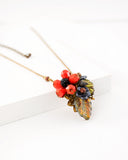 Vintage inspired Orange floral necklace