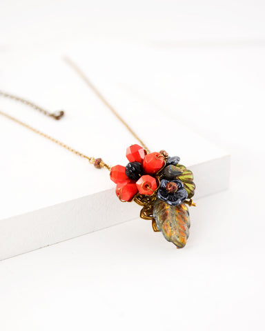 Vintage inspired Orange floral necklace