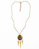 Celestial necklace | brass tribal spike and purple opal statement necklace