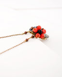 Vintage inspired Orange floral necklace