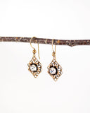 Vintage inspired filigree floral earrings with Swarovski crystals