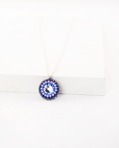 Purple dainty necklace | lavender hand-beaded pendant