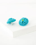 Hand beaded turquoise flower earrings | vintage style big studs