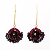 Black red statement earrings