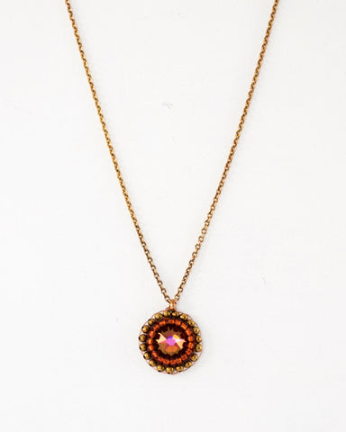 Burnt orange swarovski delicate necklace