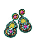 Teal fuchsia statement dangle earrings - Exquistry - 3