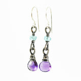 Purple blue silver dangle earrings