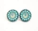 Teal aqua turquoise stud earrings - Exquistry - 2