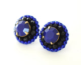 Black blue stud earrings - Exquistry - 1