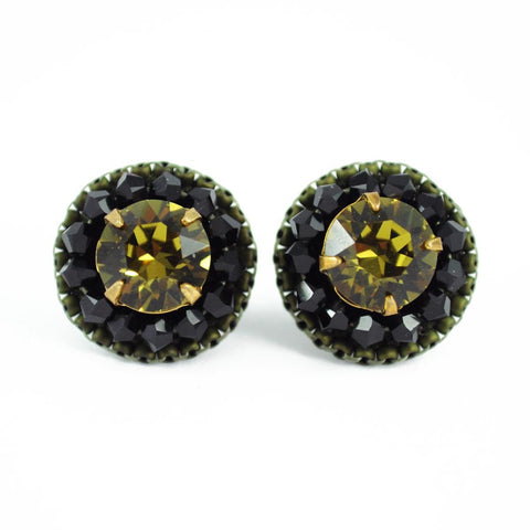 Olive earrings | Black fall earrings | Stud earrings