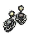 Black gray statement dangle earrings - Exquistry - 3