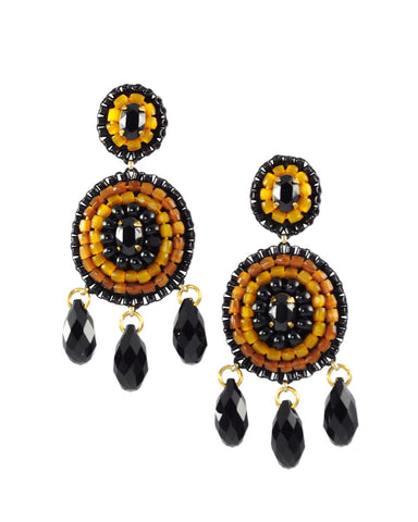 Black mustard yellow statement earrings - Exquistry - 1