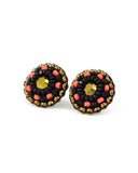 Gold black coral stud earrings - Exquistry - 2