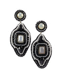 Black gray statement dangle earrings - Exquistry - 1