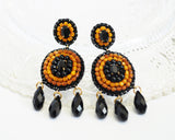 Black mustard yellow statement earrings - Exquistry - 3