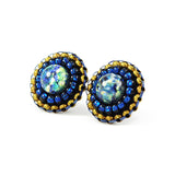 Blue gold stud earrings - Exquistry - 1