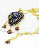 Blue maroon pendant necklace - Exquistry - 3
