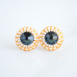 Blue yellow stud earrings | unique crystal earrings