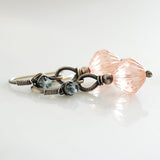 Silver blush peach and blue drop earrings - Exquistry - 1
