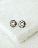 Blush pink earrings | Gray earrings | Rhinestone stud earrings