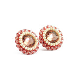 Blush pink, ivory stud earrings
