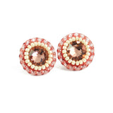 Blush pink, ivory stud earrings