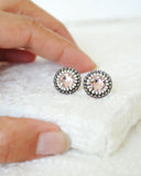 Blush pink earrings | Gray earrings | Rhinestone stud earrings