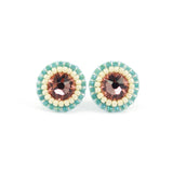 Blush pink, teal, ivory stud earrings - Exquistry - 1