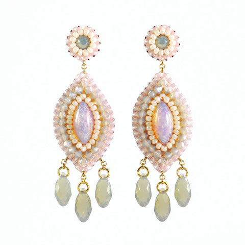 Blush ivory long dangle earrings - Exquistry - 1