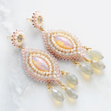 Blush ivory long dangle earrings - Exquistry - 3