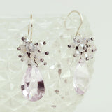 Pink amethyst earrings | Rock crystal earrings | Silver dangles