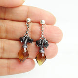 Brown, black earrings | Silver dangle earrings