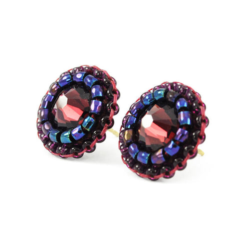 Burgundy sales stud earrings