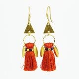 Burnt orange earrings | tassel earrings | gold brass earrings