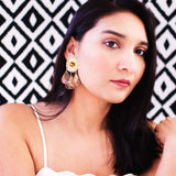 Big mother-of-pearl shell drops clip on earrings