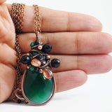 Emerald green, black, copper necklace - Exquistry - 3