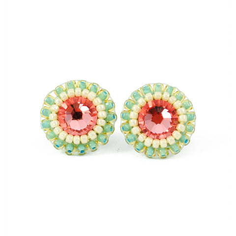 Pink mint stud earrings - Exquistry - 1