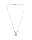 Pink teal tassel necklace | brass delicate necklace