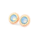 Dusty blue, blush, ivory stud earrings - Exquistry - 1