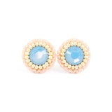 Dusty blue, blush, ivory stud earrings - Exquistry - 2