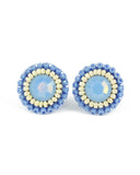 Dusty blue ivory tiny stud earrings - Exquistry - 1