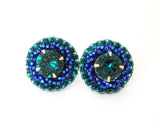 Emerald green and blue stud earrings - Exquistry - 1