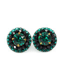 Emerald green  black stud earrings - Exquistry - 2