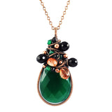 Emerald green, black, copper necklace - Exquistry - 2