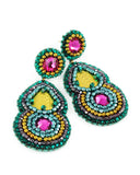 Teal fuchsia statement dangle earrings - Exquistry - 2